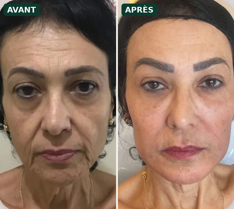 Lifting sans chirurgie HIFU : avant / après sur le visage, traits retendus et ovale redessiné